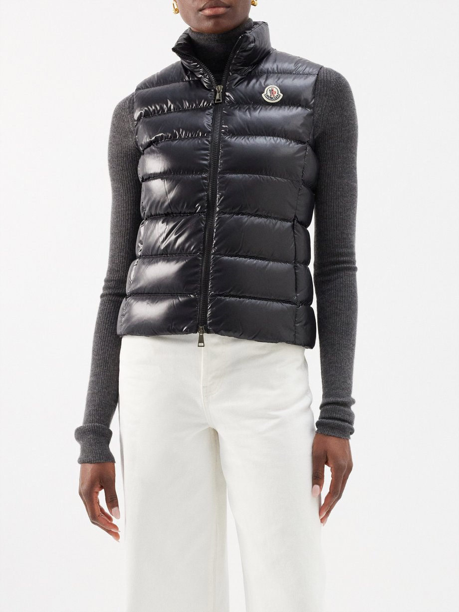 Black Ghany laqué quilted down gilet | Moncler | MATCHES UK