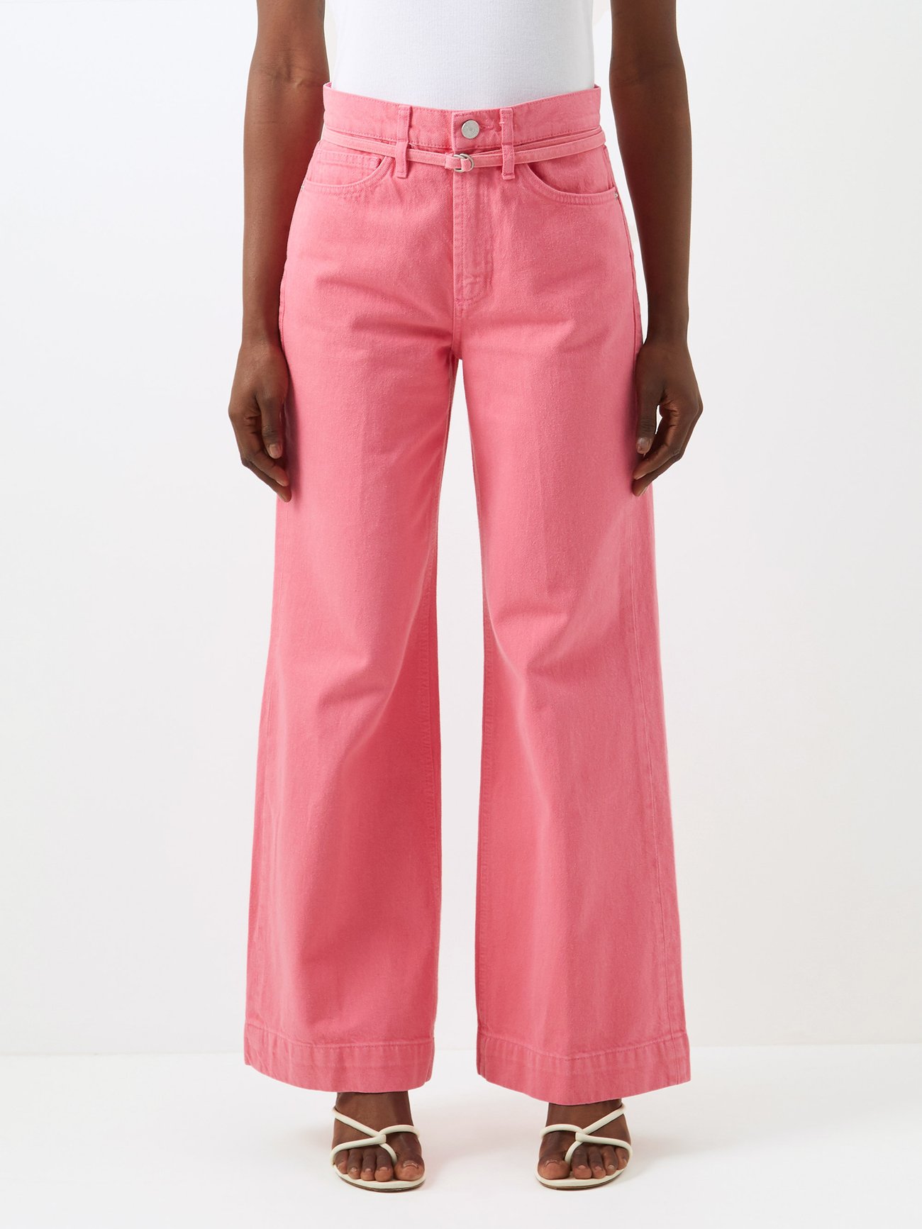 Pink Belted high-rise wide-leg jeans | FRAME | MATCHESFASHION UK