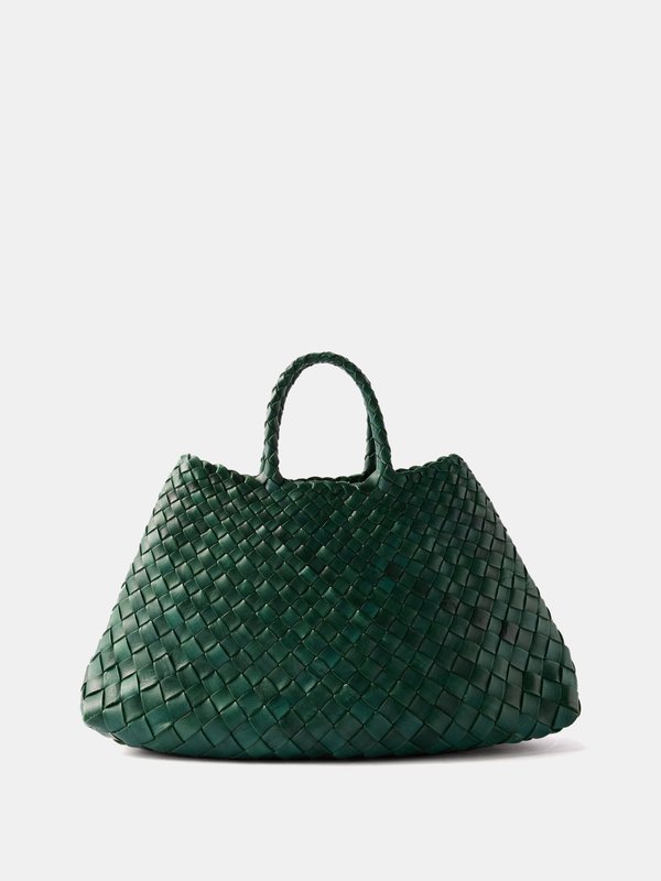 Green Santa Croce small woven-leather tote bag | Dragon Diffusion ...