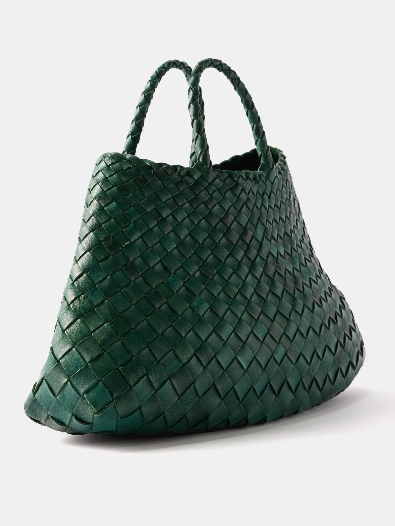 Green Santa Croce large woven-leather basket bag, Dragon Diffusion