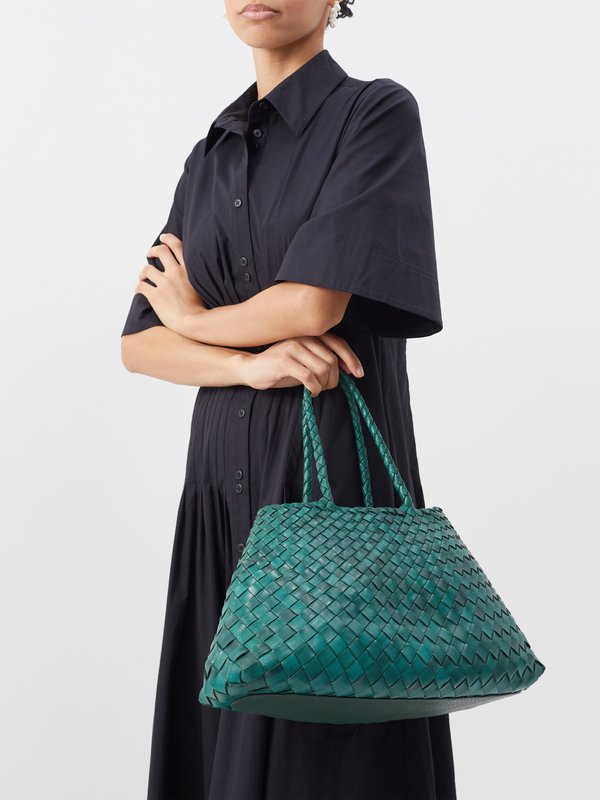 Green Santa Croce large woven-leather basket bag | Dragon Diffusion ...