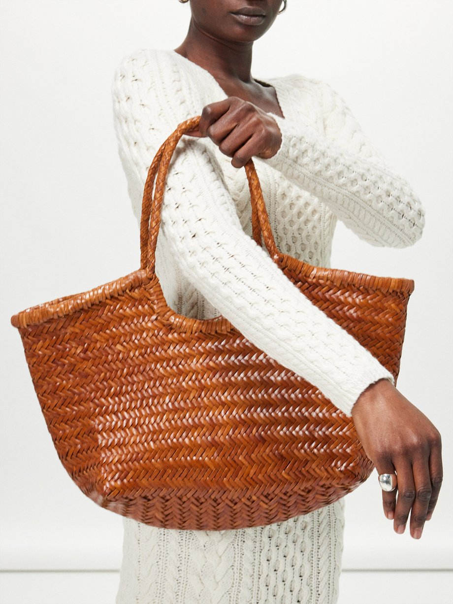 Nantucket large woven-leather basket bag