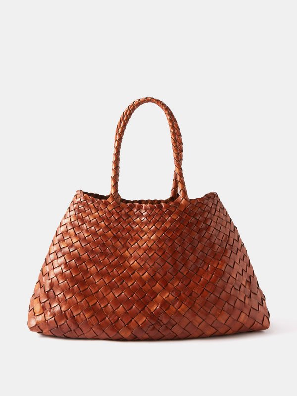 Dragon Diffusion Santa Croce large woven-leather basket bag