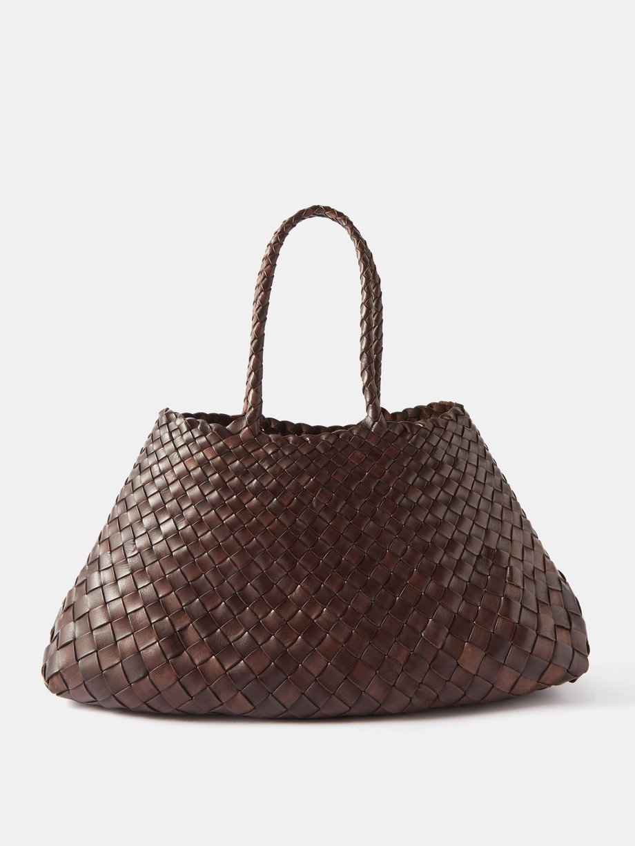 드래곤 디퓨전 Dragon Diffusion Brown Santa Croce large woven-leather basket bag