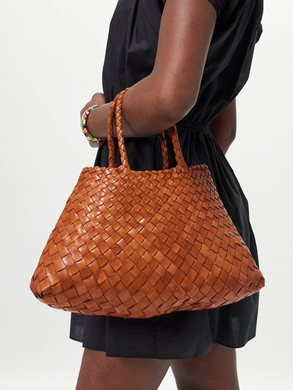 Dragon Diffusion Santa Croce small woven-leather basket bag