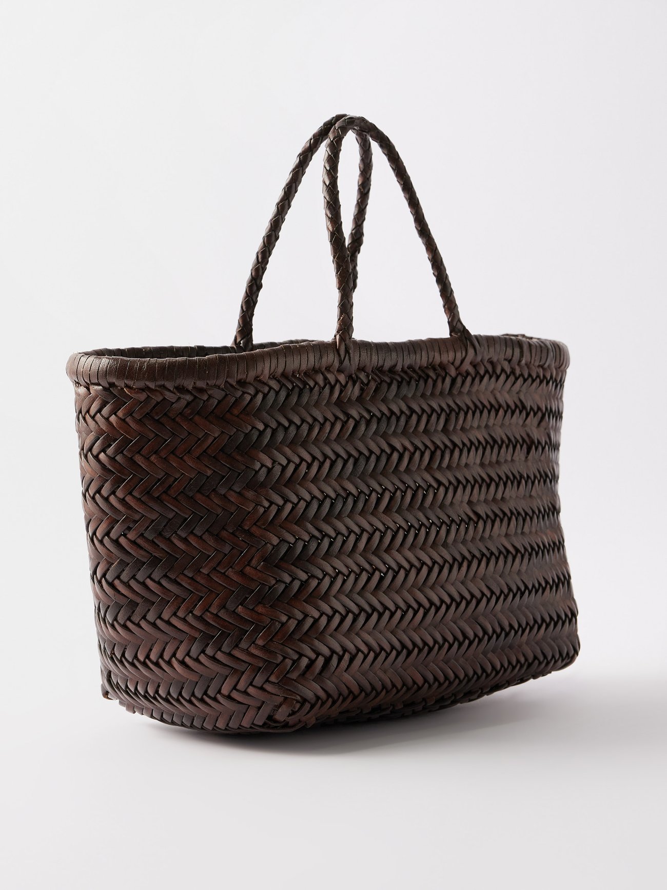 Brown Triple Jump small woven-leather basket bag | Dragon