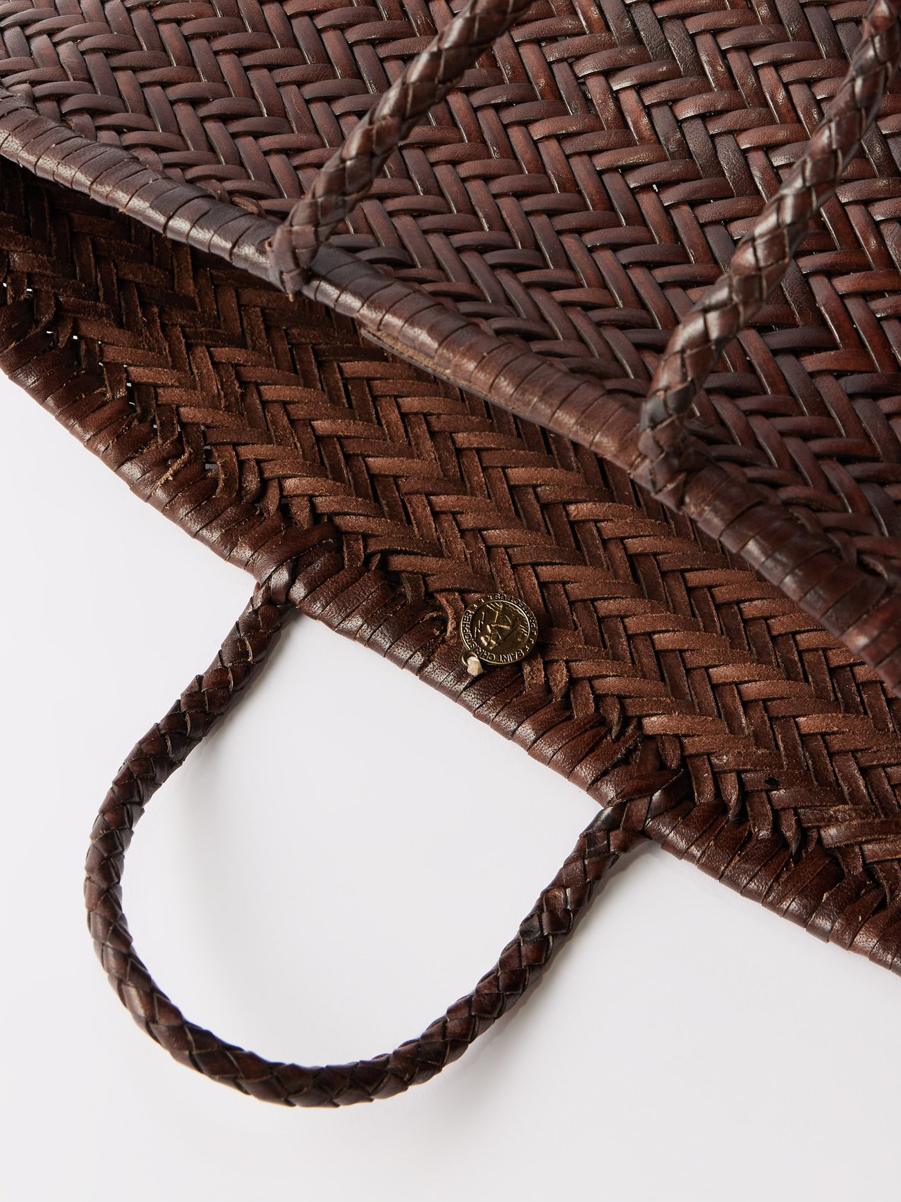 Brown Triple Jump small woven-leather basket bag | Dragon