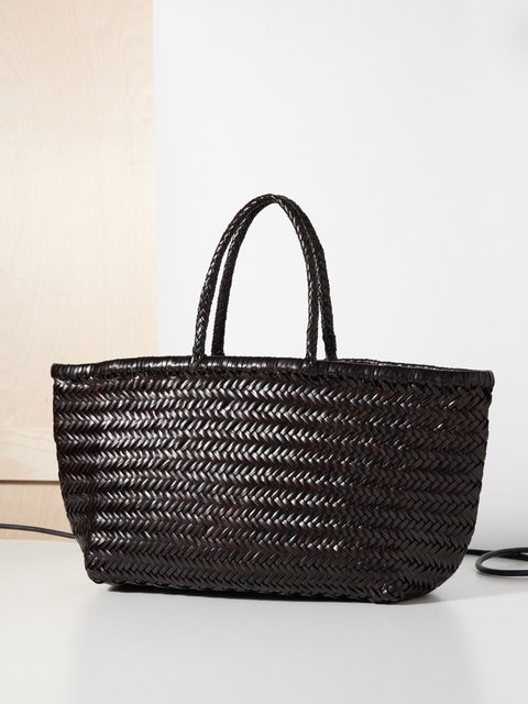 Brown Triple Jump small woven-leather basket bag | Dragon 