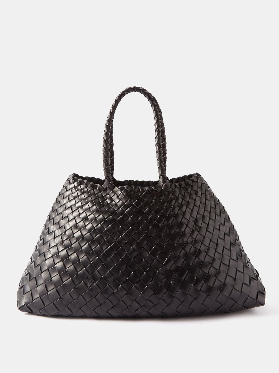 드래곤 디퓨전 Dragon Diffusion Black Santa Croce large woven-leather basket bag
