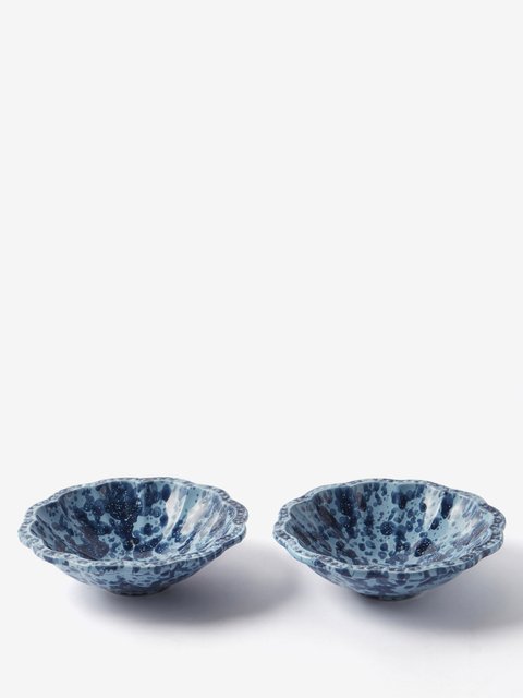 Blue Set of two Perlée porcelain cereal bowls, L'Objet