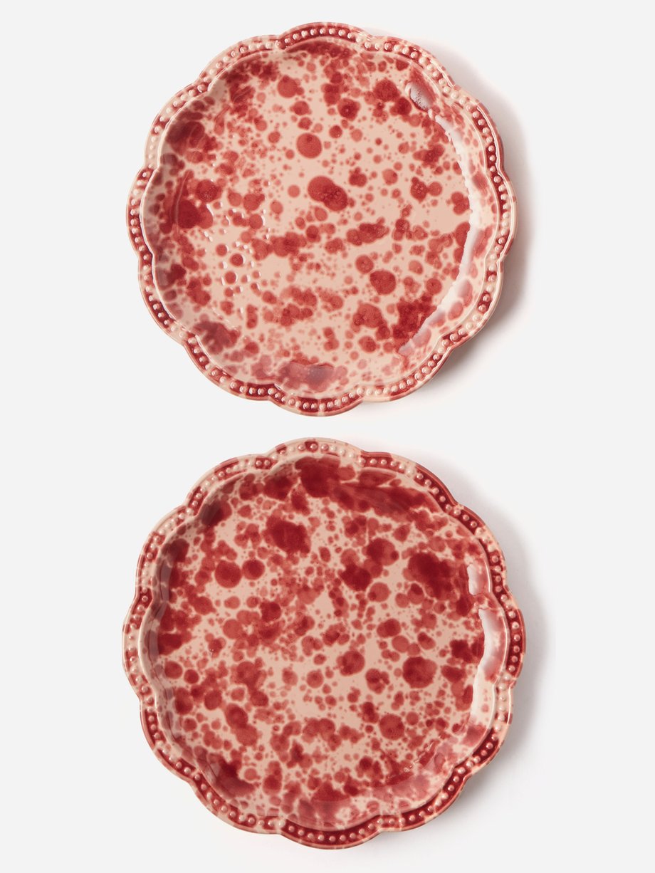 Cabana Magazine Set of two speckled glazed-ceramic dinner plates