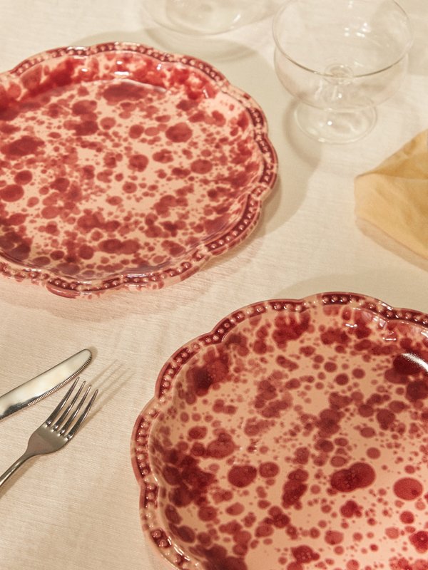 Cabana Magazine Set of two speckled glazed-ceramic dinner plates