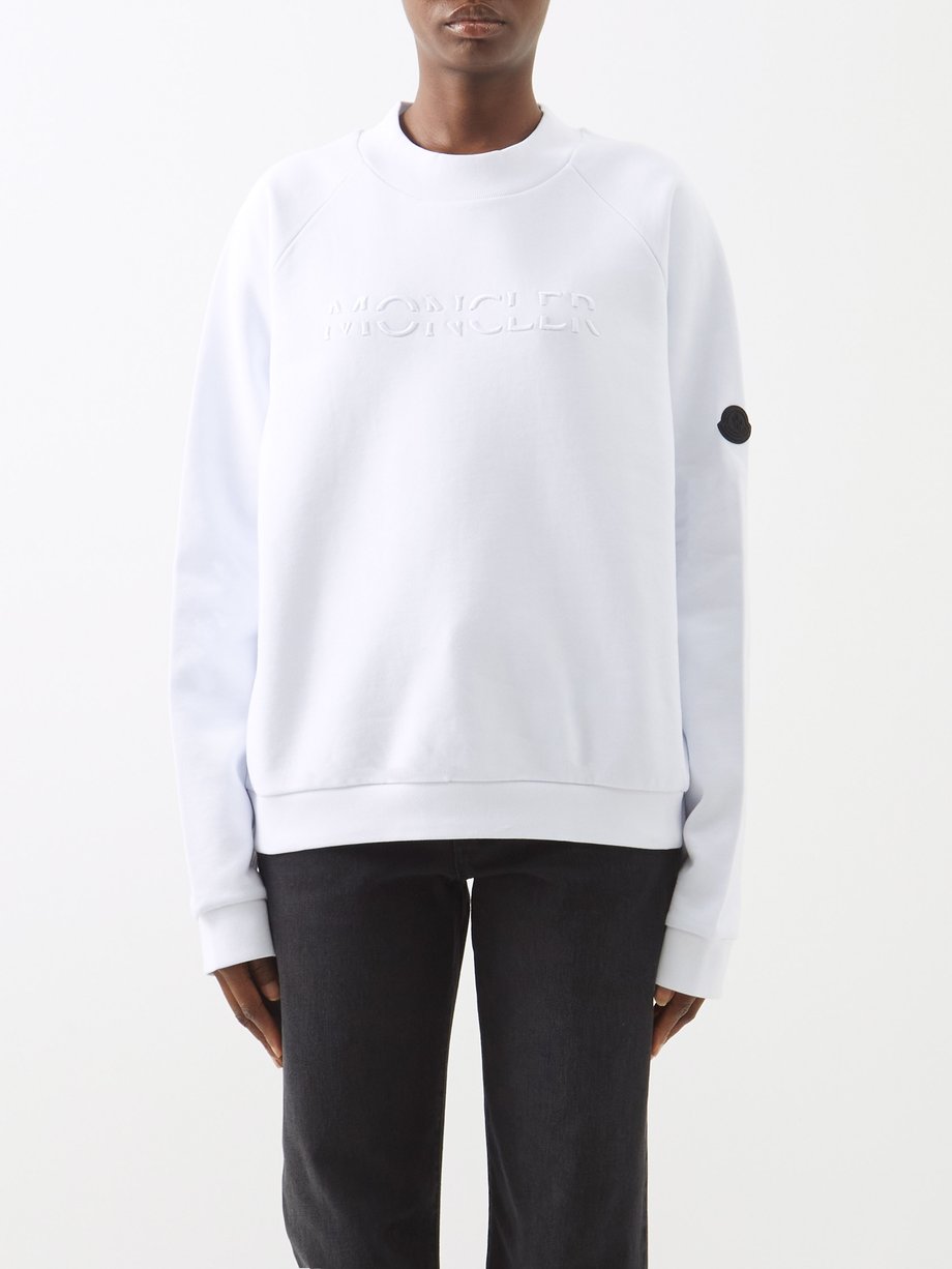 Moncler モンクレール ロゴ コットンスウェットシャツ ホワイト｜MATCHESFASHION（マッチズファッション)