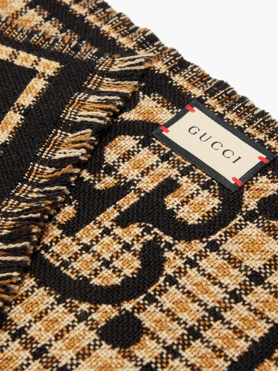 Black GG-monogram wool-blend scarf | Gucci | MATCHES UK