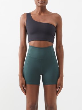 Girlfriend Collective Bianca one-shoulder low-impact sports bra