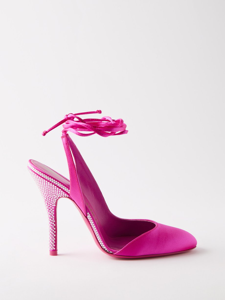 Pink Carrie 105 crystal-embellished slingback pumps | The Attico ...