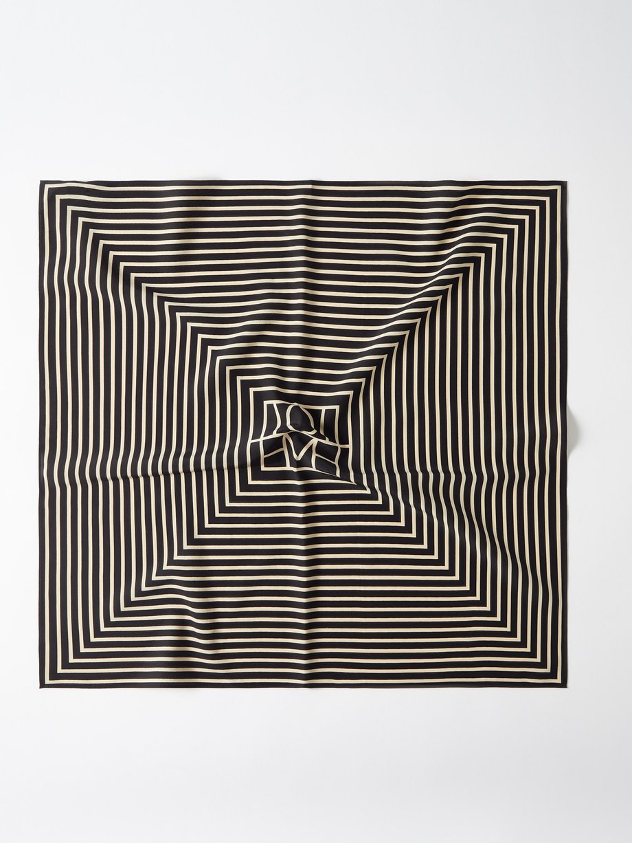 Black Monogram stripe-print silk scarf | Toteme | MATCHES US