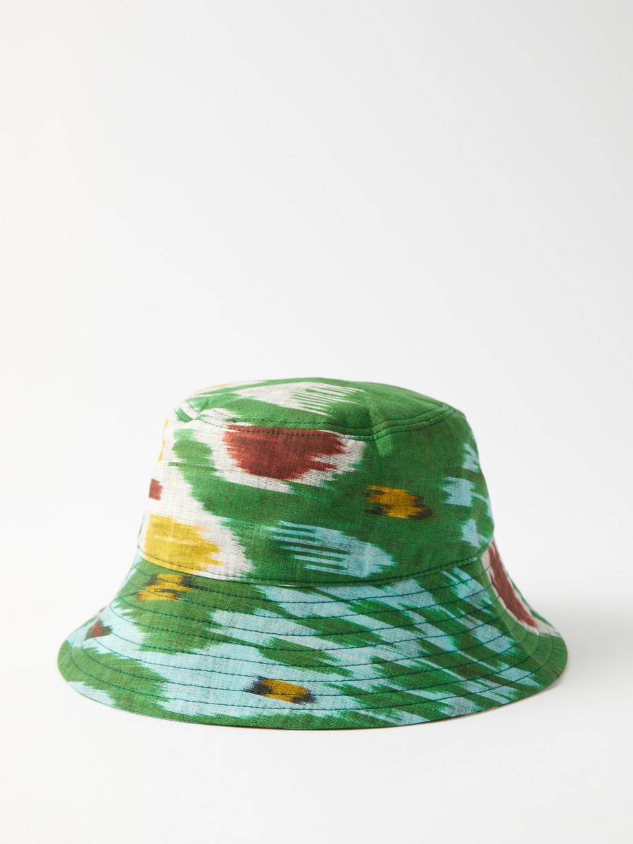 Waled cotton-blend bucket hat in green - Bode