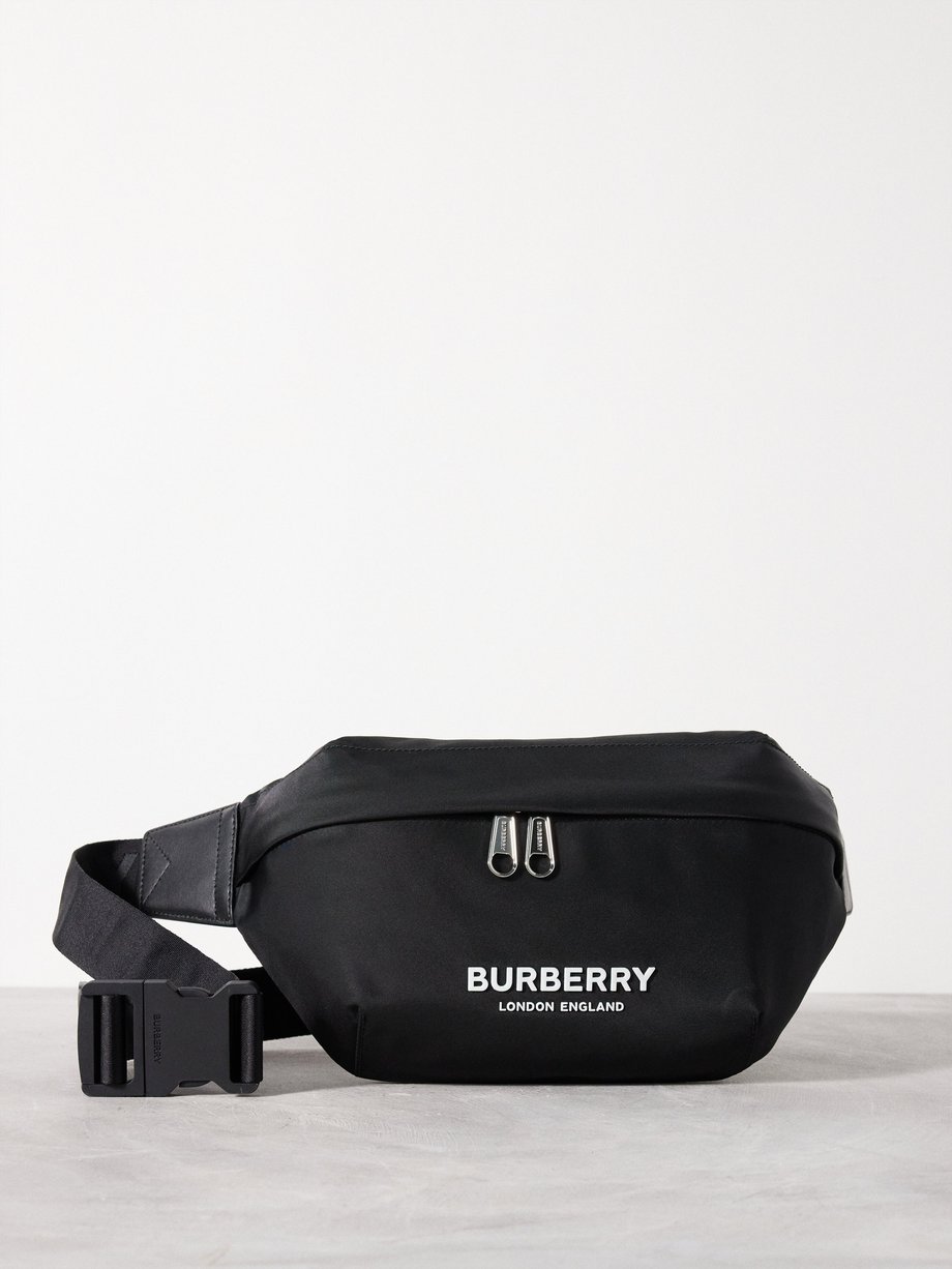 Black Logo-print canvas belt bag | Burberry | MATCHES UK