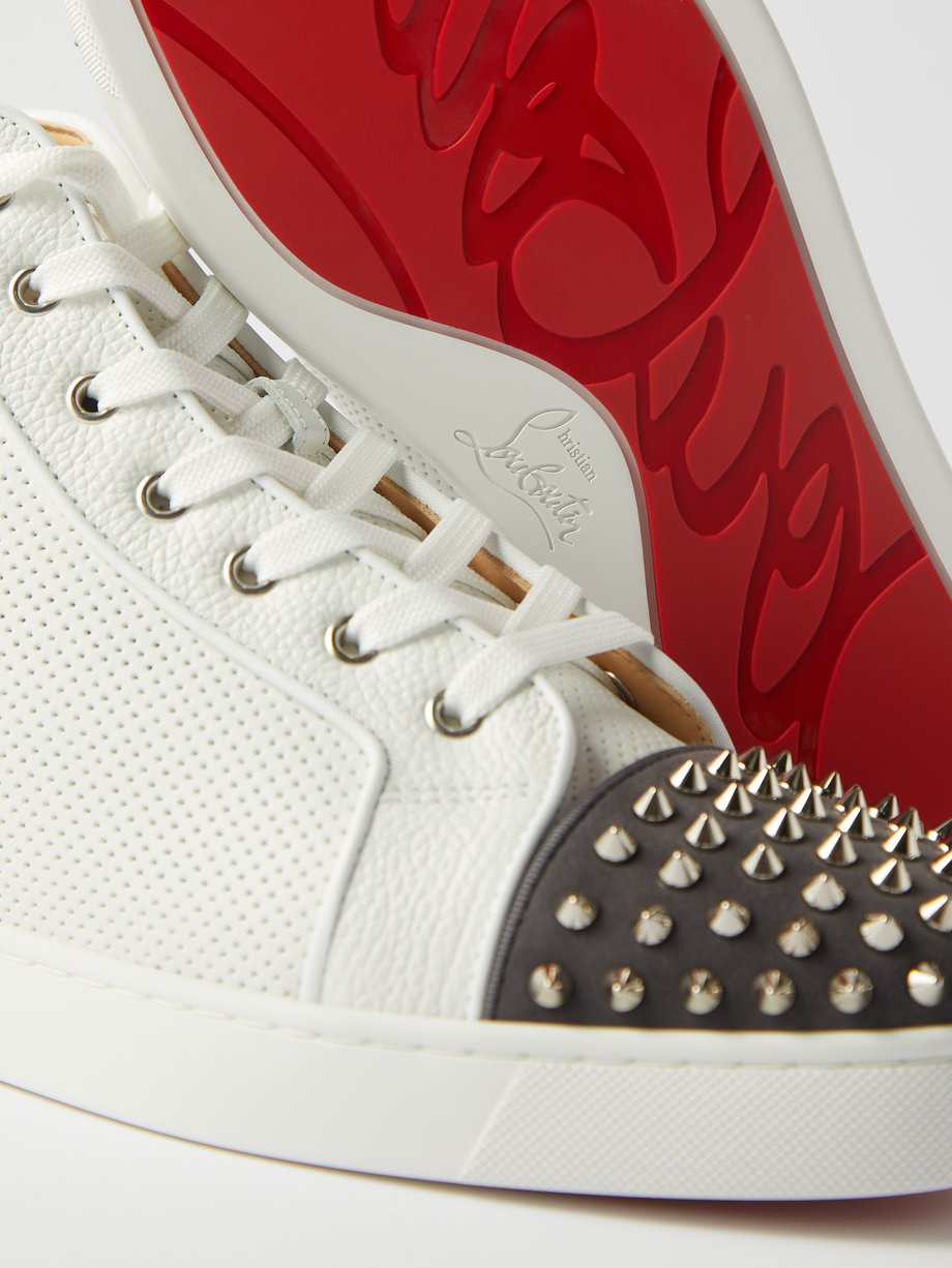White Fun Louis spike-embellished leather trainers | Christian 