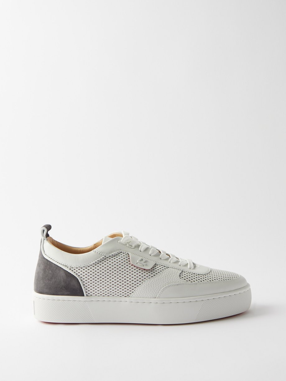 White Happy Rui leather, suede and mesh trainers