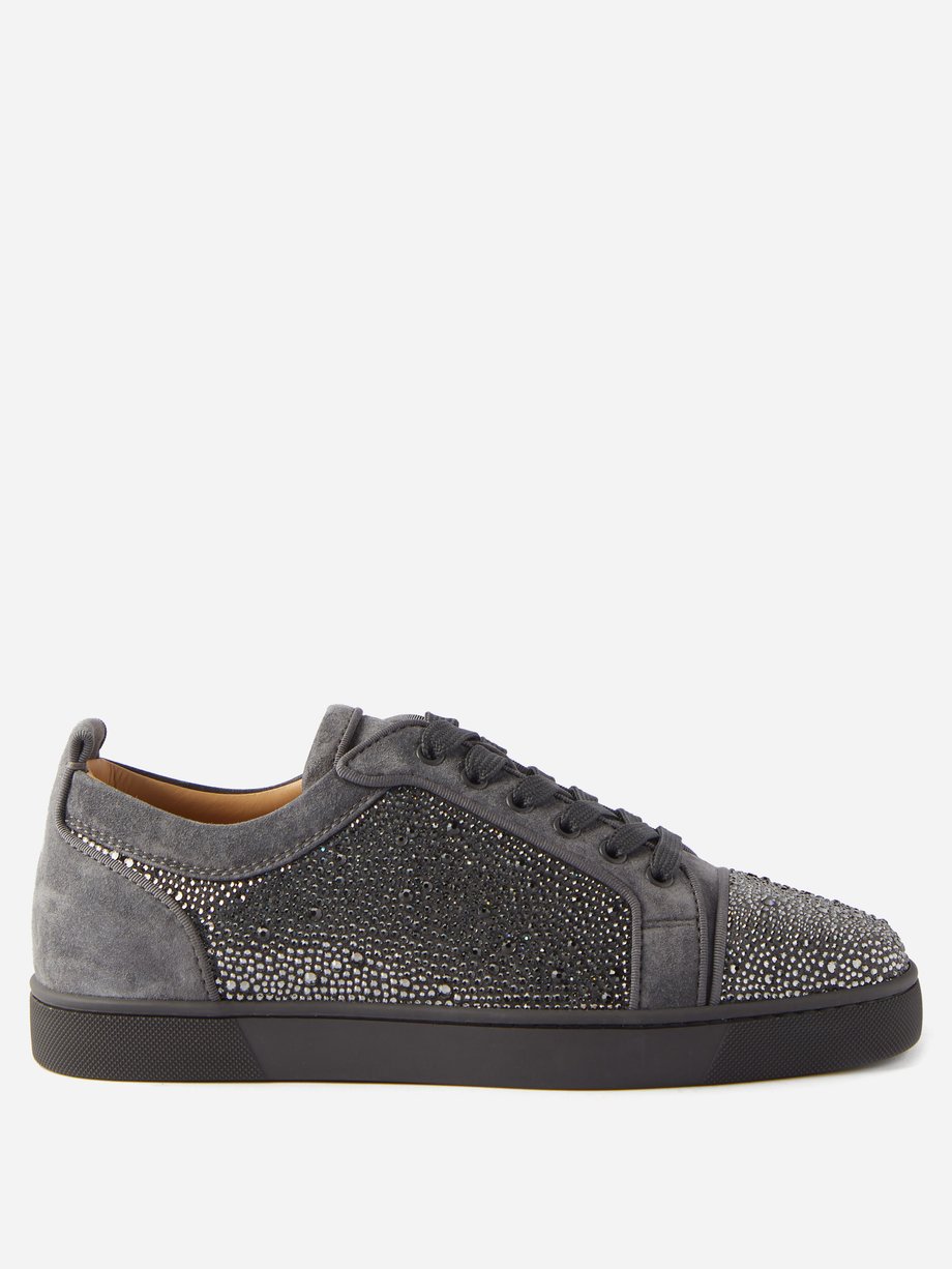 Louis Junior crystal-embellished suede trainers | Christian Louboutin | MATCHESFASHION US