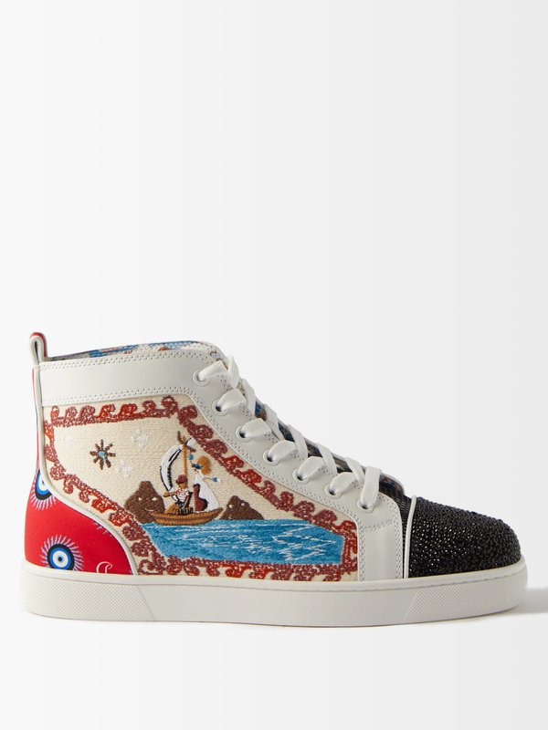 Christian Louboutin No Limit boat-embroidered leather trainers