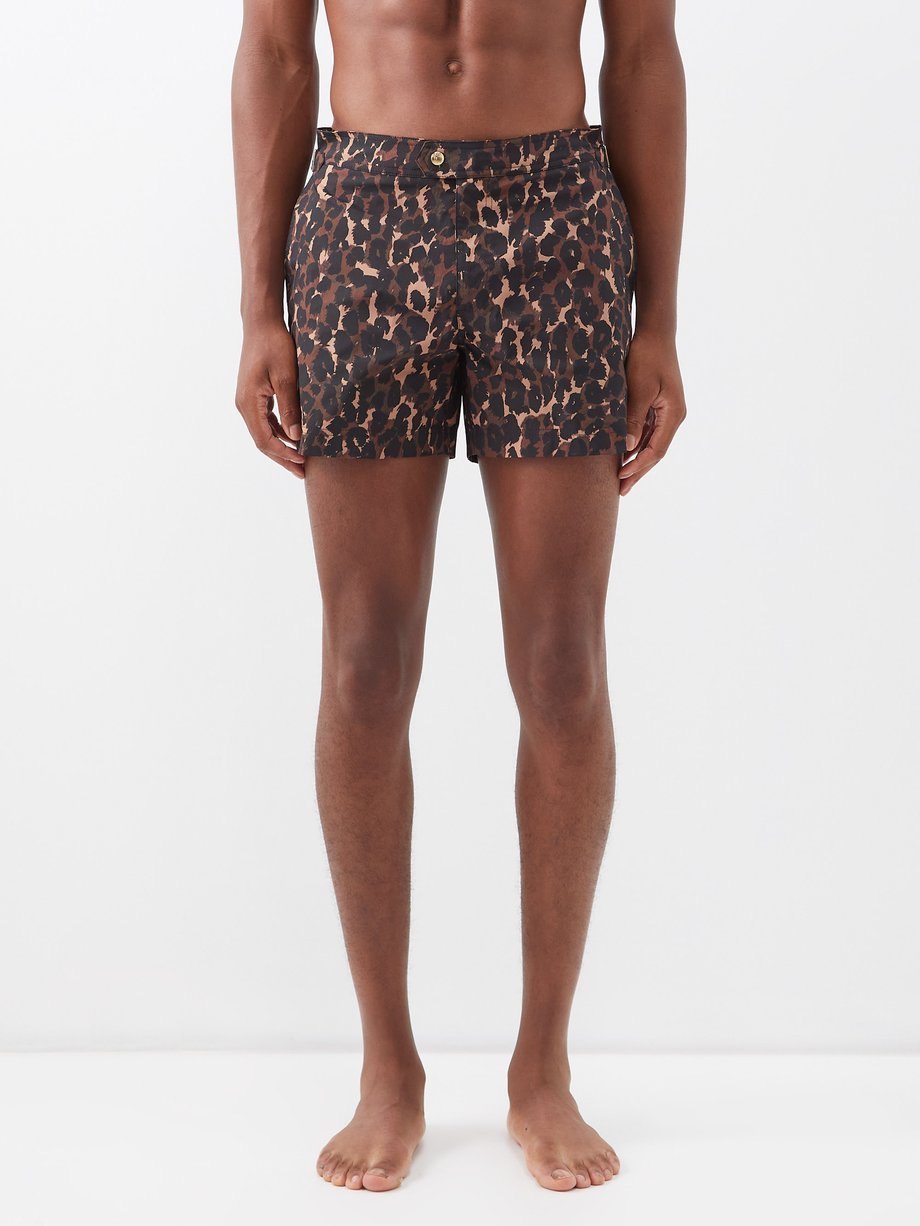 Brown multi Waist-adjuster leopard-print swim shorts | Tom Ford |  MATCHESFASHION US