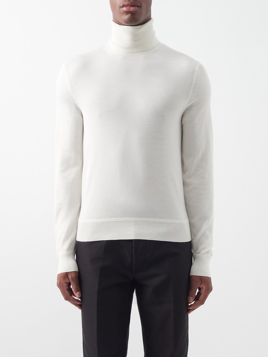 White Roll-neck cashmere-blend sweater | Tom Ford | MATCHESFASHION US
