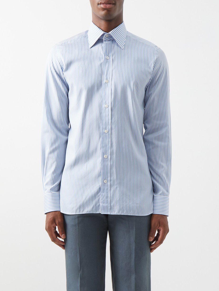 Blue Striped silk-blend shirt | Tom Ford | MATCHESFASHION US
