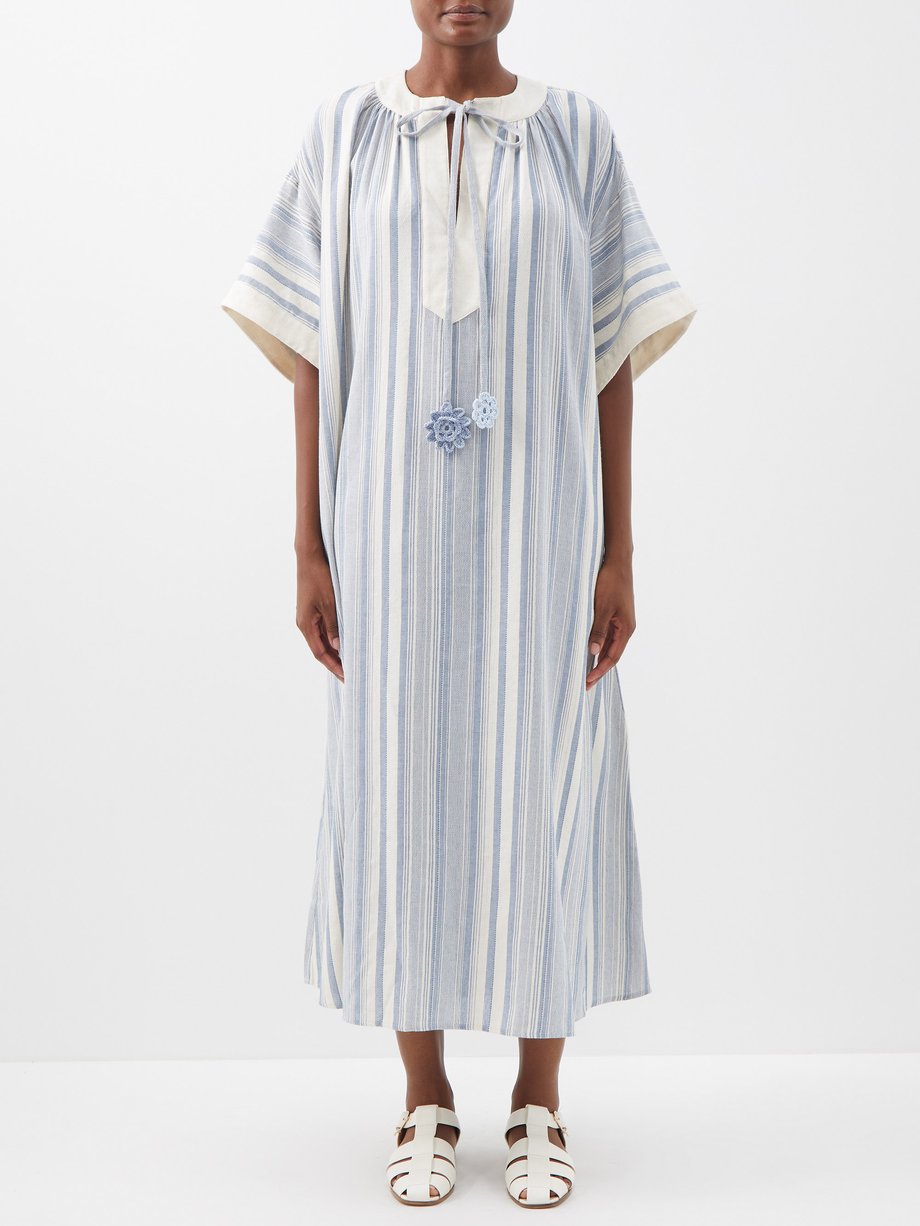 Blue Striped organic-cotton midi kaftan dress | Vika Gazinskaya ...