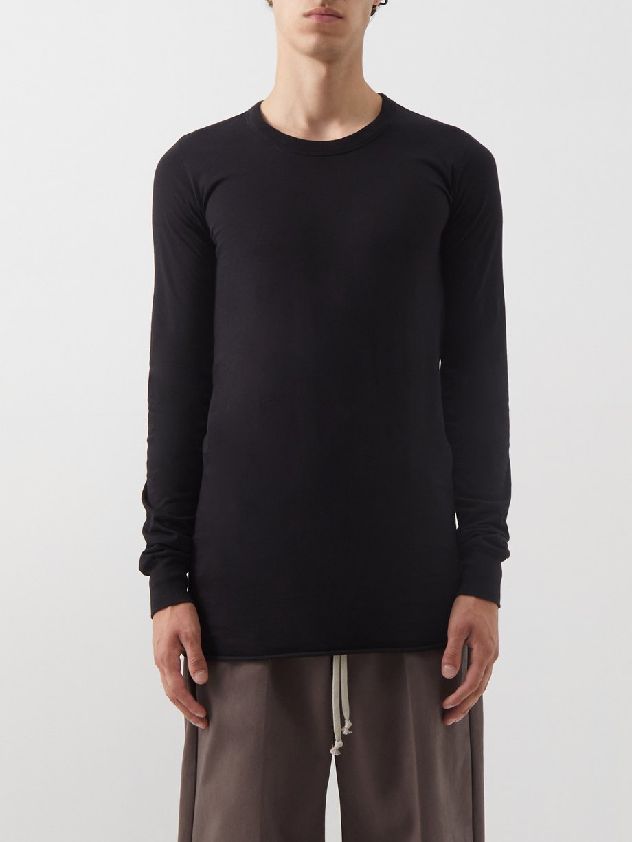 Black Longline organic-cotton long-sleeved T-shirt | Rick Owens ...