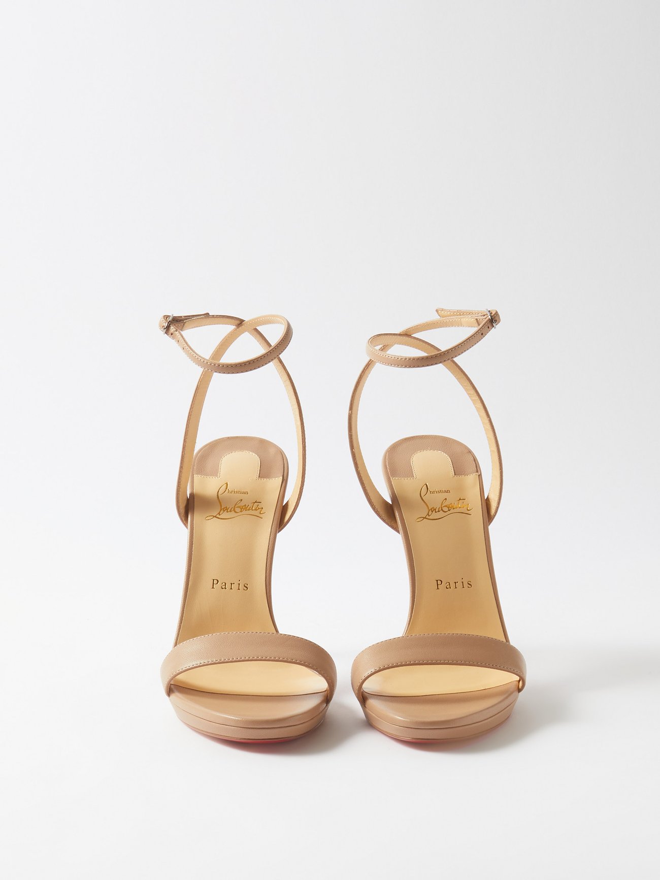 Loubi Queen - 120 mm Sandals - Nappa leather - Blush - Christian