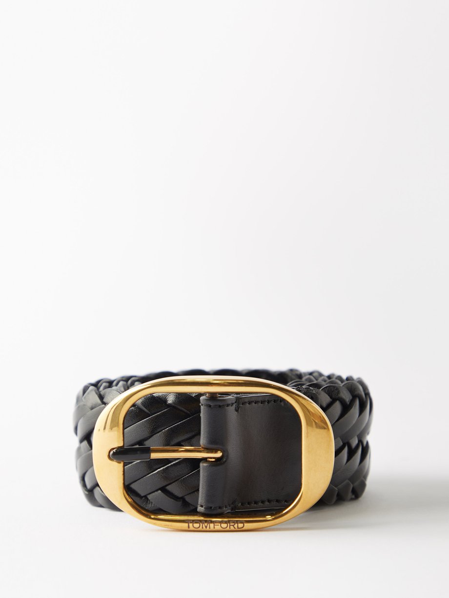 Black Oval-buckle woven-leather belt | Tom Ford | MATCHESFASHION AU