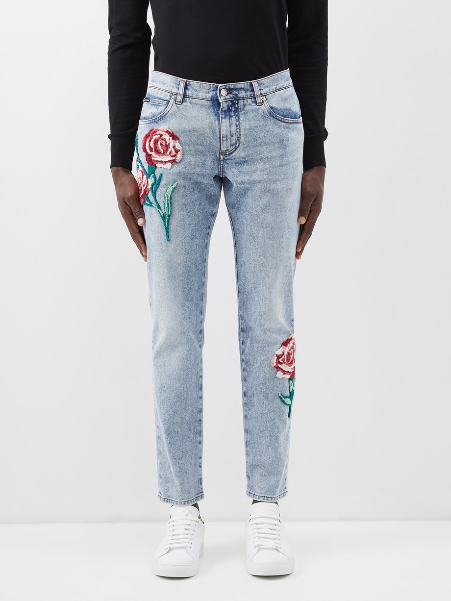 Indflydelsesrig Morse kode ensidigt Blue Flower-appliqué straight-leg jeans | Dolce & Gabbana | MATCHESFASHION  US