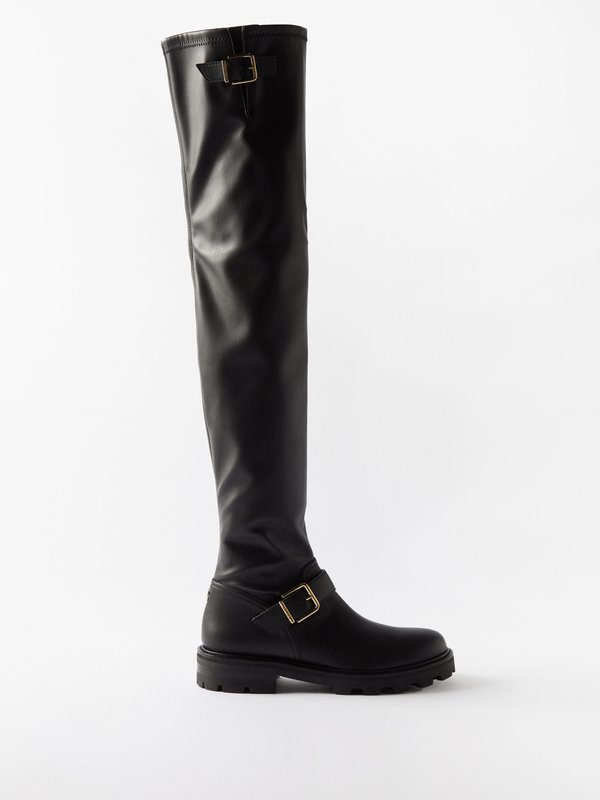 Black Biker 11 over-the-knee leather boots | Jimmy Choo | MATCHES UK