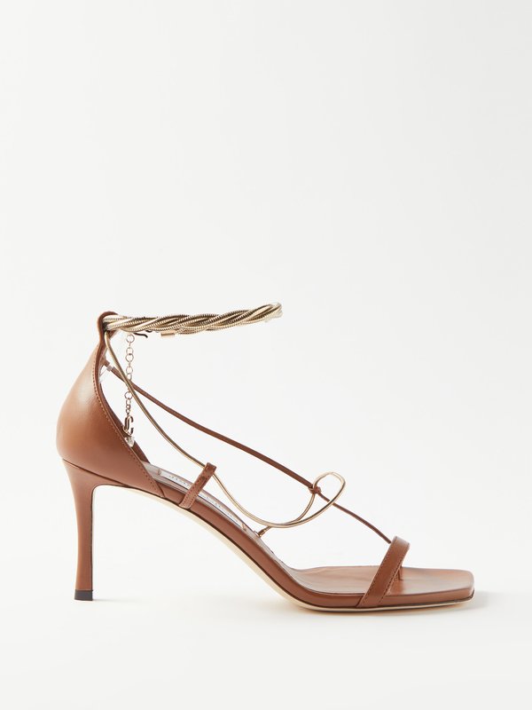 Tan Oriana 75 leather sandals | Jimmy Choo | MATCHES UK