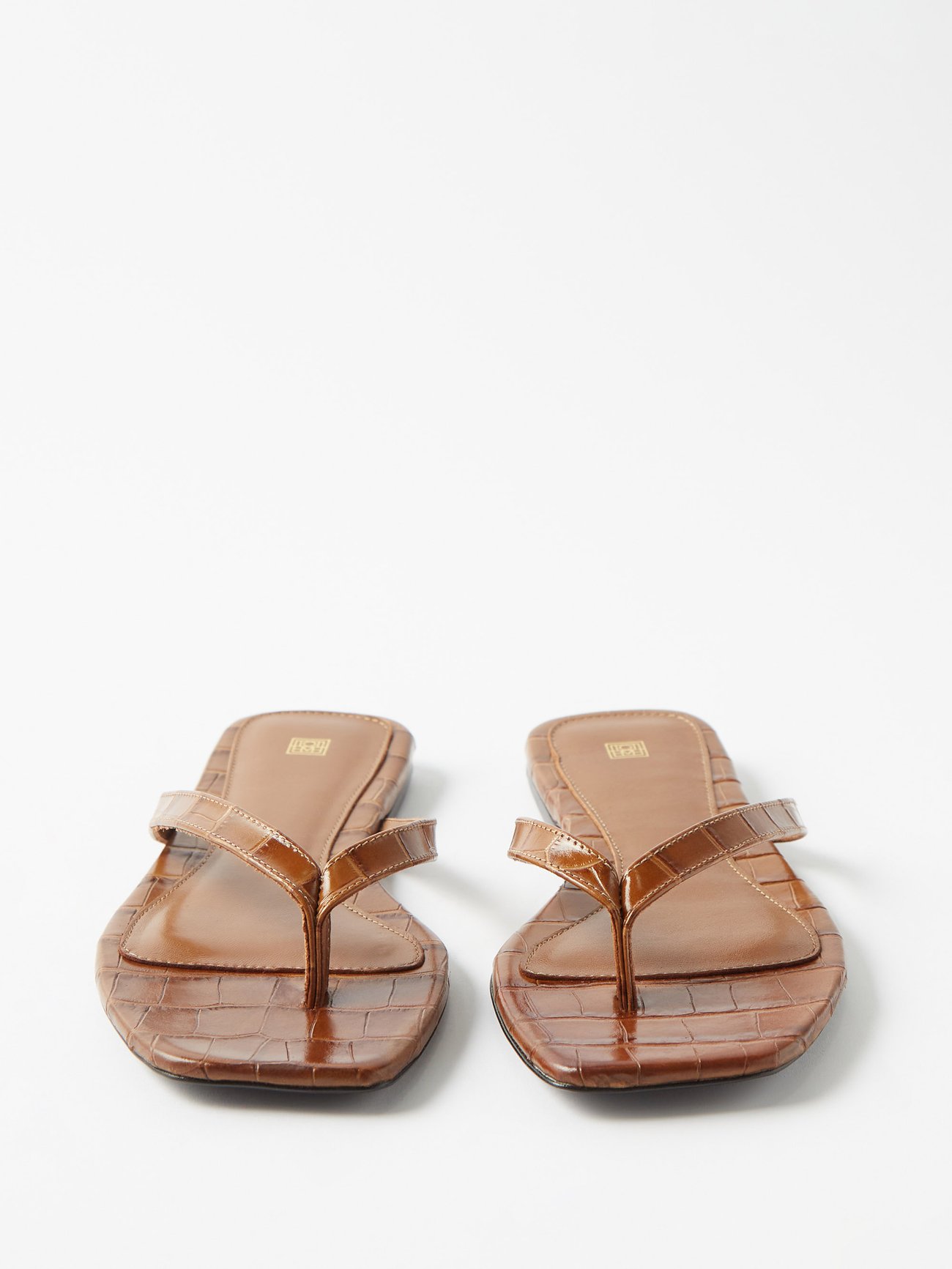 Buy TOTÊME The Flip Flop Crocodile-effect Leather Sandals 4