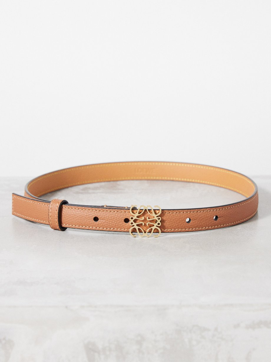 Tan Anagram-buckle leather belt, LOEWE