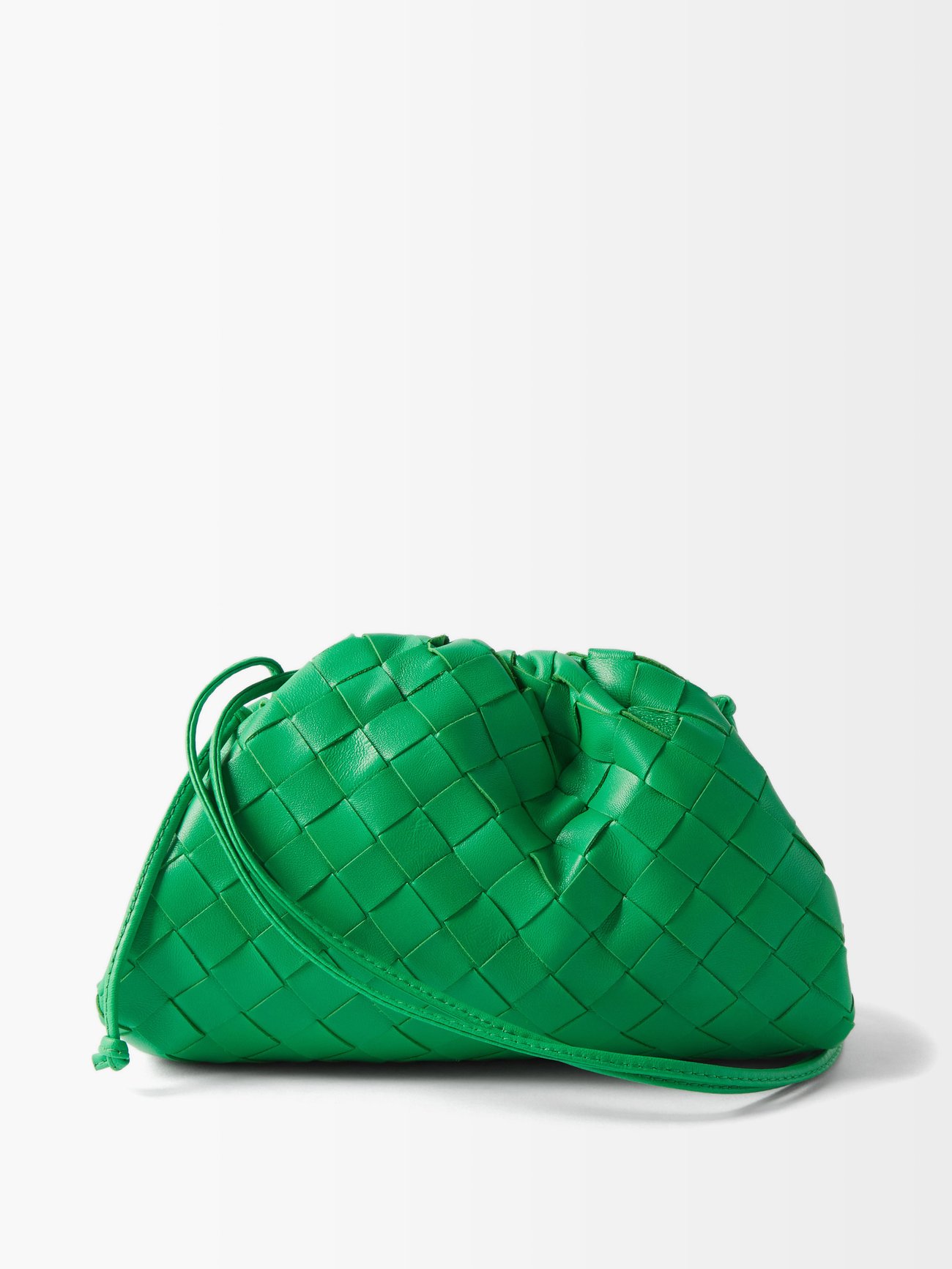 Bottega Veneta Mini Pouch Seagrass Green Leather Clutch Bag with Shoulder  Strap at 1stDibs