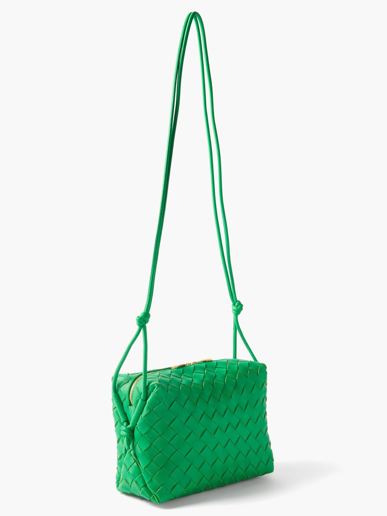 Green Loop small Intrecciato-leather shoulder bag
