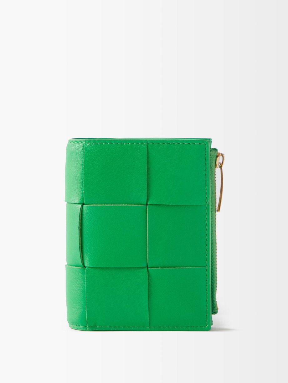 Green Cassette Intrecciato-leather bi-fold wallet | Bottega Veneta ...