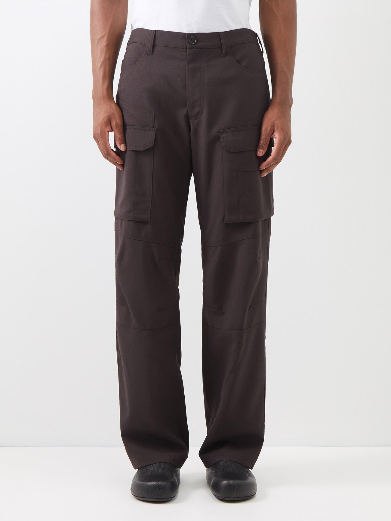 Wool-crepe cargo trousers