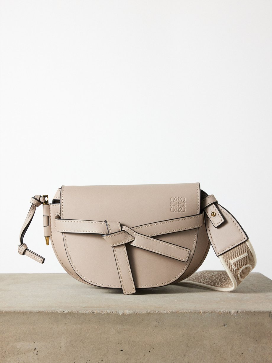 Gate Small Leather And Jacquard Shoulder Bag in Brown - Loewe