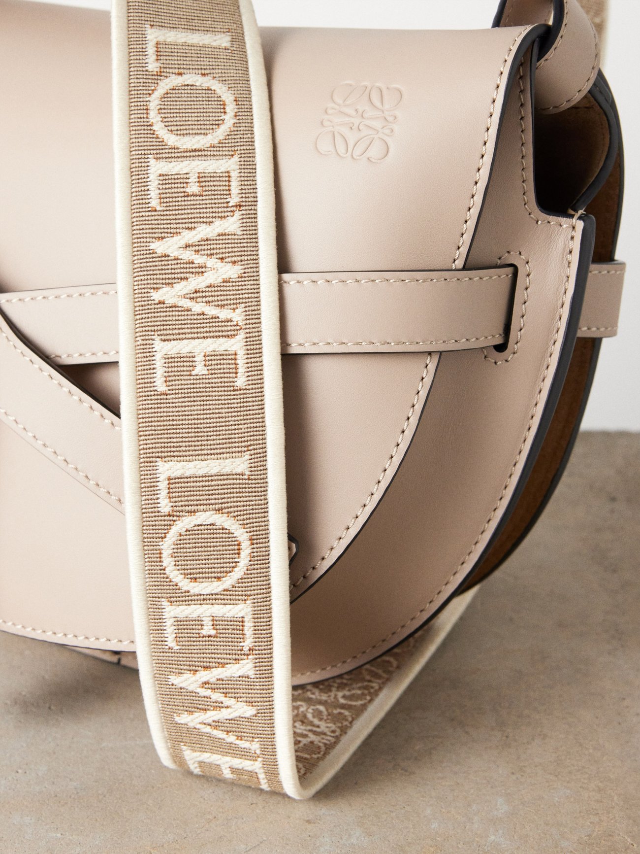 LOEWE Anagram Linen and Leather Gate Bucket Bag