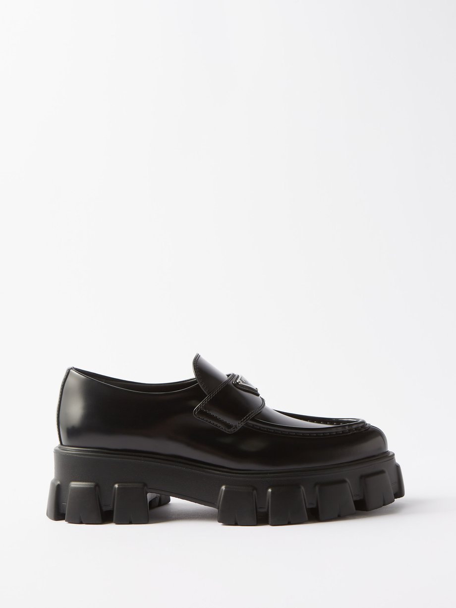 Black Monolith chunky-sole leather loafers | Prada | MATCHESFASHION US