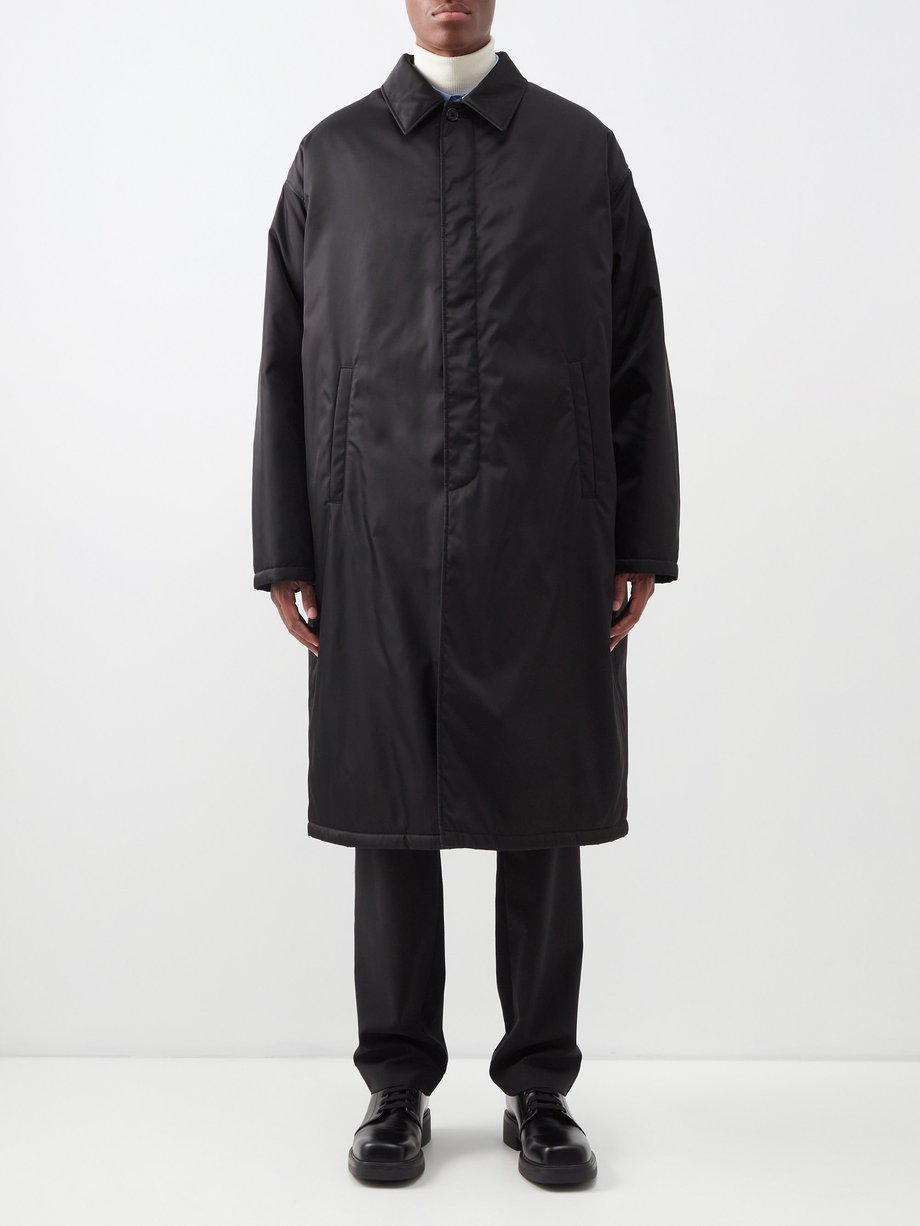Black Oversized Re-Nylon overcoat | Prada | MATCHES UK