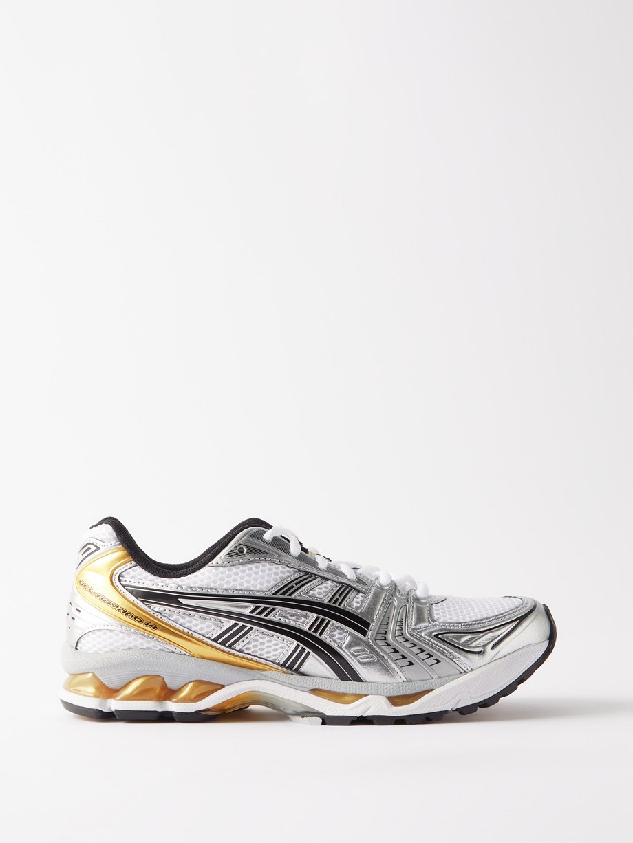 Gold GEL-Kayano 14 mesh and rubber trainers | Asics | MATCHES UK