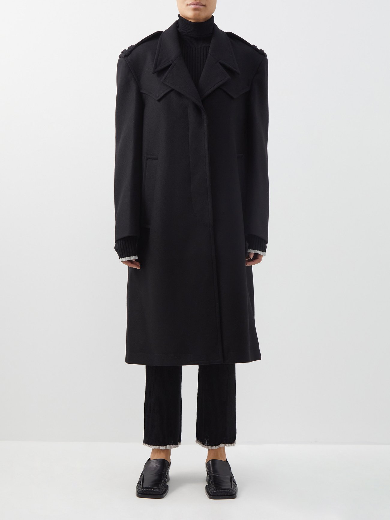 Black Single-breasted wool-blend felt coat | MM6 Maison Margiela