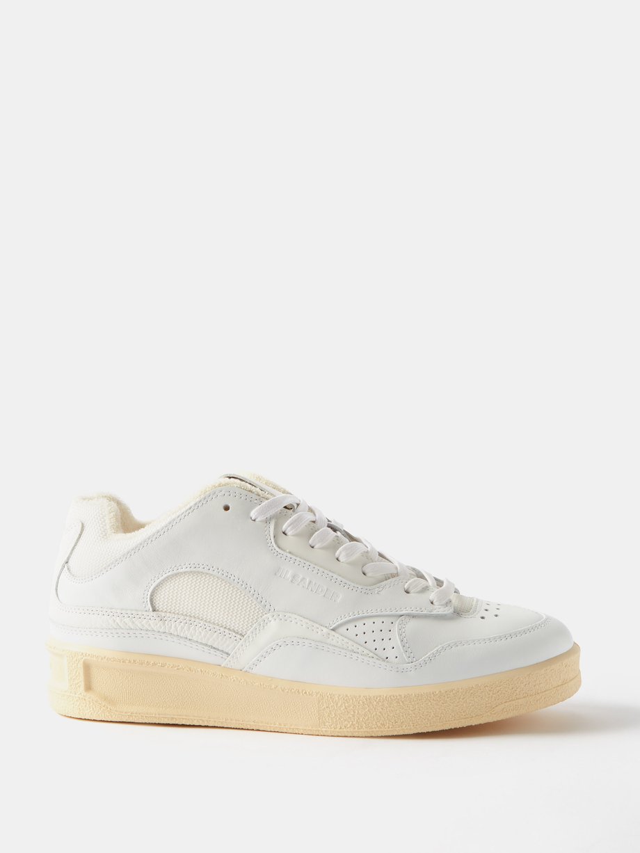 White Mesh-panelled leather trainers | Jil Sander | MATCHESFASHION US